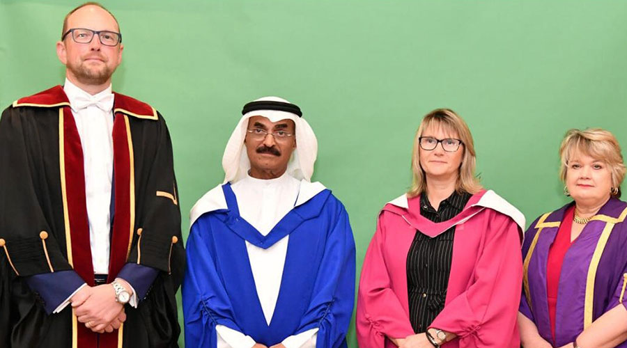 Emirates scholar congratulates HE Dr. Abdullah Belhaif on receiving an honorary professorship.